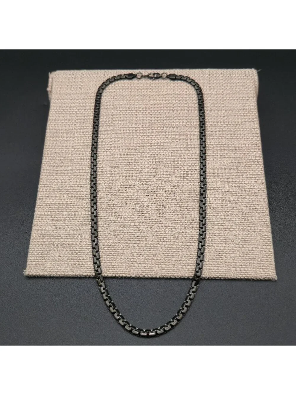 24 Inch Black 316L Stainless Steel Byzantine Box Chain Necklace for Men B1545